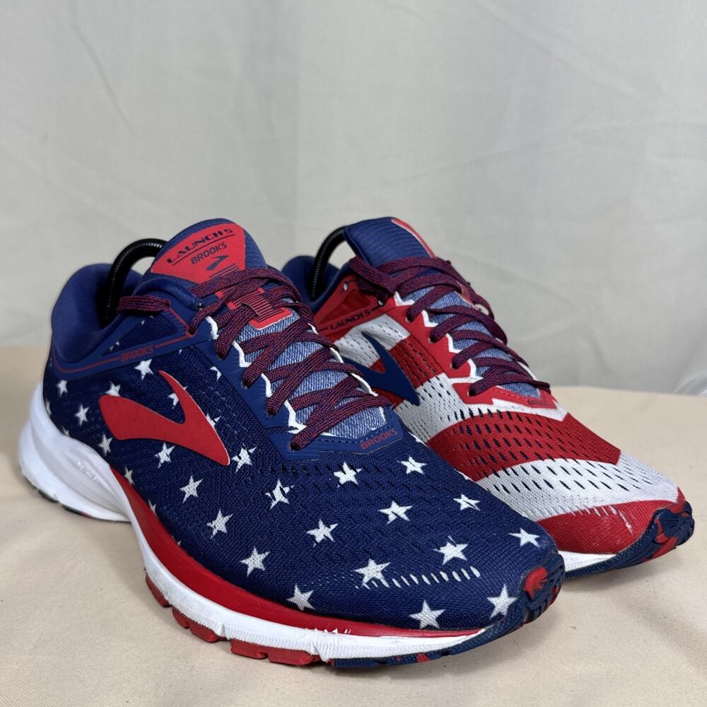 Brooks Launch 5 Running Shoes USA Stars & Stripes Men’s Size 10 Red White Blue